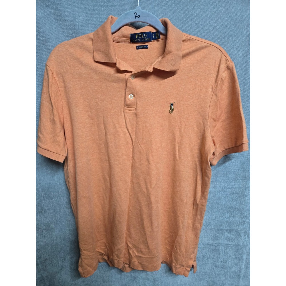 Polo Ralph Lauren Mens Classic Fit Short Sleeve Polo Shirt Orange Heather Small